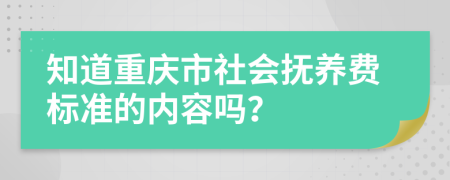 知道重庆市社会抚养费标准的内容吗？