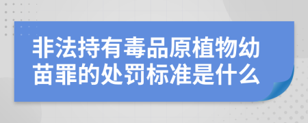 非法持有毒品原植物幼苗罪的处罚标准是什么