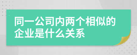 同一公司内两个相似的企业是什么关系