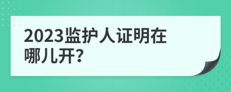 2023监护人证明在哪儿开？