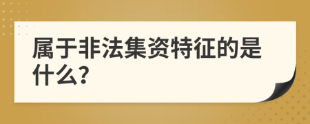 属于非法集资特征的是什么？