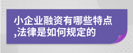 小企业融资有哪些特点,法律是如何规定的