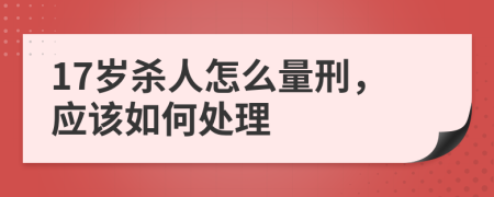 17岁杀人怎么量刑，应该如何处理