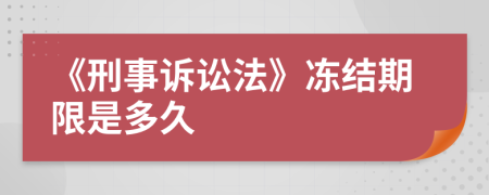 《刑事诉讼法》冻结期限是多久