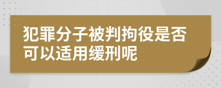 犯罪分子被判拘役是否可以适用缓刑呢