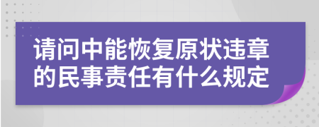 请问中能恢复原状违章的民事责任有什么规定