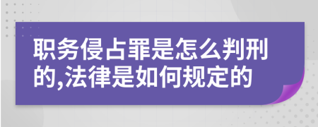 职务侵占罪是怎么判刑的,法律是如何规定的