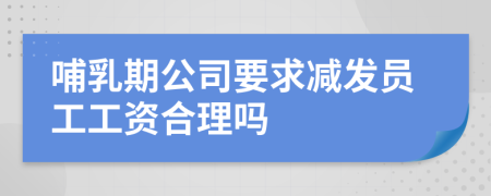 哺乳期公司要求减发员工工资合理吗