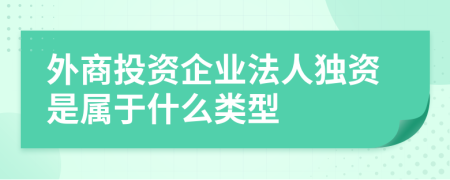 外商投资企业法人独资是属于什么类型