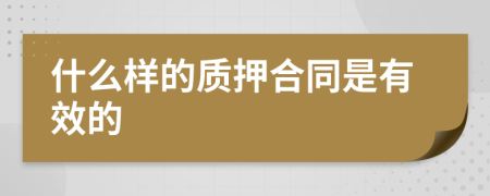 什么样的质押合同是有效的