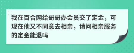 我在百合网给哥哥办会员交了定金，可现在他又不同意去相亲，请问相亲服务的定金能退吗
