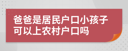 爸爸是居民户口小孩子可以上农村户口吗