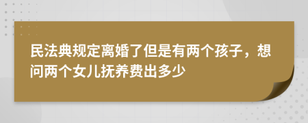 民法典规定离婚了但是有两个孩子，想问两个女儿抚养费出多少