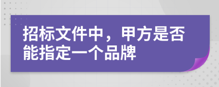 招标文件中，甲方是否能指定一个品牌