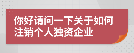你好请问一下关于如何注销个人独资企业