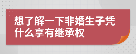 想了解一下非婚生子凭什么享有继承权