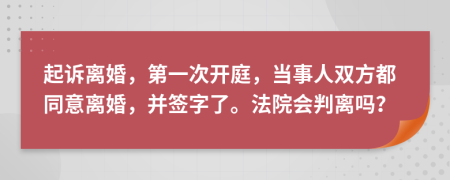 起诉离婚，第一次开庭，当事人双方都同意离婚，并签字了。法院会判离吗？