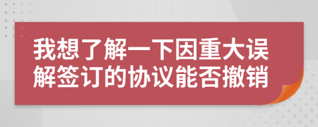 我想了解一下因重大误解签订的协议能否撤销