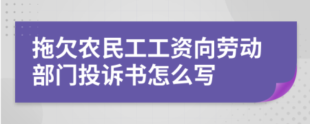 拖欠农民工工资向劳动部门投诉书怎么写