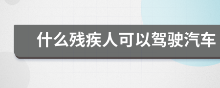 什么残疾人可以驾驶汽车