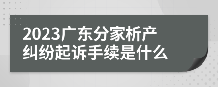 2023广东分家析产纠纷起诉手续是什么