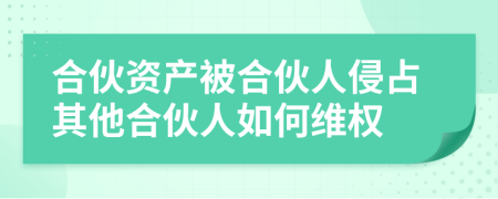合伙资产被合伙人侵占其他合伙人如何维权