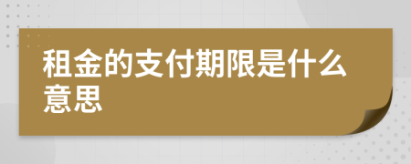租金的支付期限是什么意思