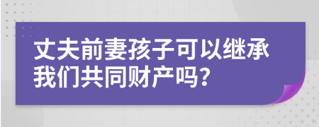 丈夫前妻孩子可以继承我们共同财产吗？