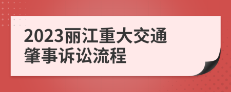 2023丽江重大交通肇事诉讼流程
