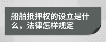 船舶抵押权的设立是什么，法律怎样规定