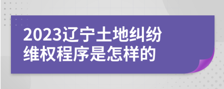 2023辽宁土地纠纷维权程序是怎样的