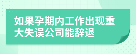 如果孕期内工作出现重大失误公司能辞退