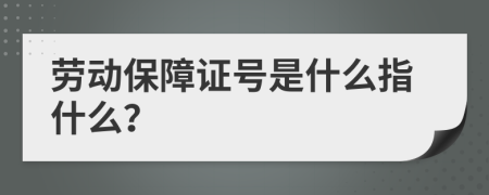 劳动保障证号是什么指什么？