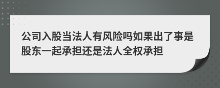 公司入股当法人有风险吗如果出了事是股东一起承担还是法人全权承担