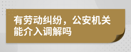 有劳动纠纷，公安机关能介入调解吗