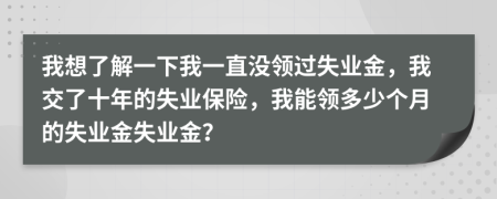 我想了解一下我一直没领过失业金，我交了十年的失业保险，我能领多少个月的失业金失业金？
