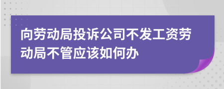 向劳动局投诉公司不发工资劳动局不管应该如何办