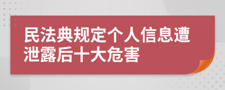 民法典规定个人信息遭泄露后十大危害
