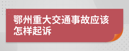 鄂州重大交通事故应该怎样起诉