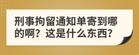 刑事拘留通知单寄到哪的啊？这是什么东西？