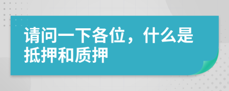 请问一下各位，什么是抵押和质押