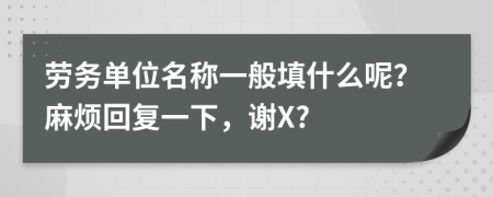 劳务单位名称一般填什么呢？麻烦回复一下，谢X?