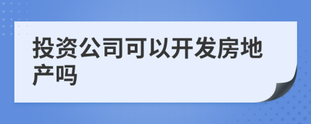 投资公司可以开发房地产吗