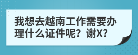我想去越南工作需要办理什么证件呢？谢X?