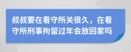 叔叔要在看守所关很久，在看守所刑事拘留过年会放回家吗