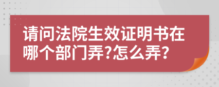 请问法院生效证明书在哪个部门弄?怎么弄？