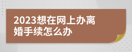 2023想在网上办离婚手续怎么办