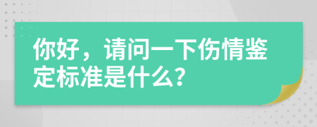 你好，请问一下伤情鉴定标准是什么？