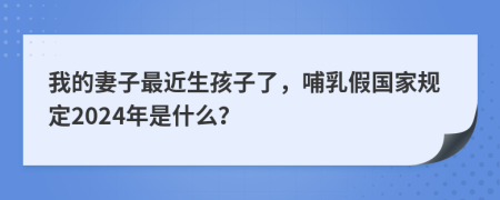 我的妻子最近生孩子了，哺乳假国家规定2024年是什么？