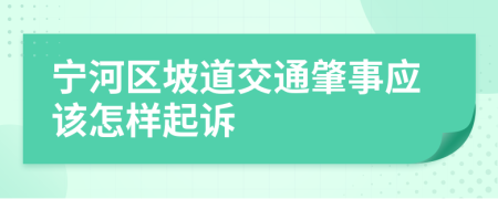 宁河区坡道交通肇事应该怎样起诉